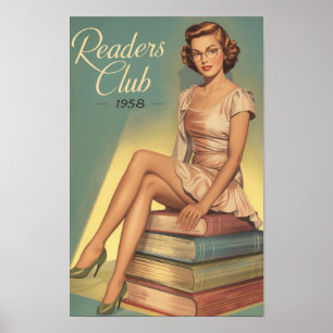 1950s Retro Librarian Pin-Up – Vintage Book Lover  Poster