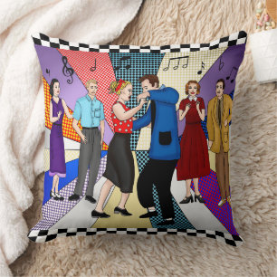 1950's Retro Nostalgic Couple Dancing Cushion