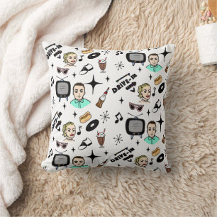 1950's Retro Nostalgic Graphics   Cushion