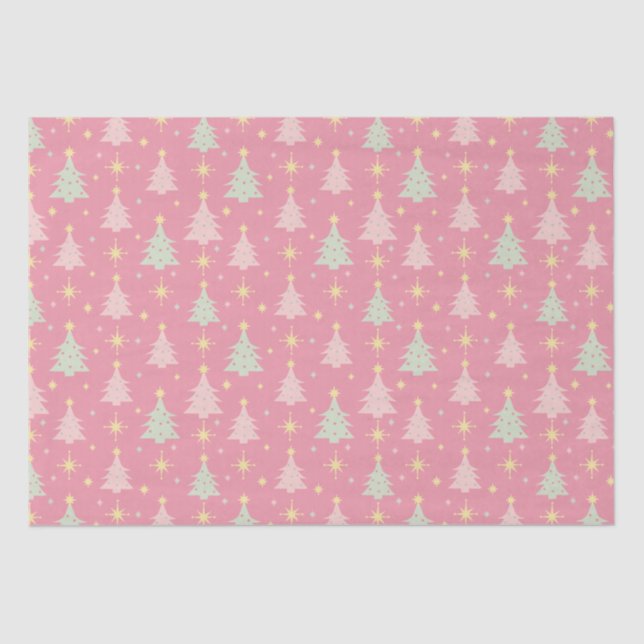 1950s Retro Pink and Green Christmas Tissue Paper (Front)