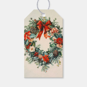 1950s Retro Wreath with Winter Berries Gift Tags