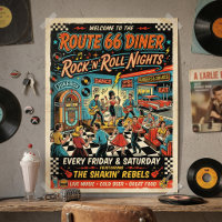 1950s Route 66 Diner Rock 'n' Roll Nights Vintage