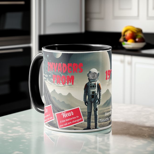 1950s Sci-Fi Movie Poster Your Face Birthday Mug (Creator Uploaded)