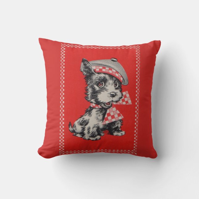 1950s Scottie dog in red Cushion (Front)
