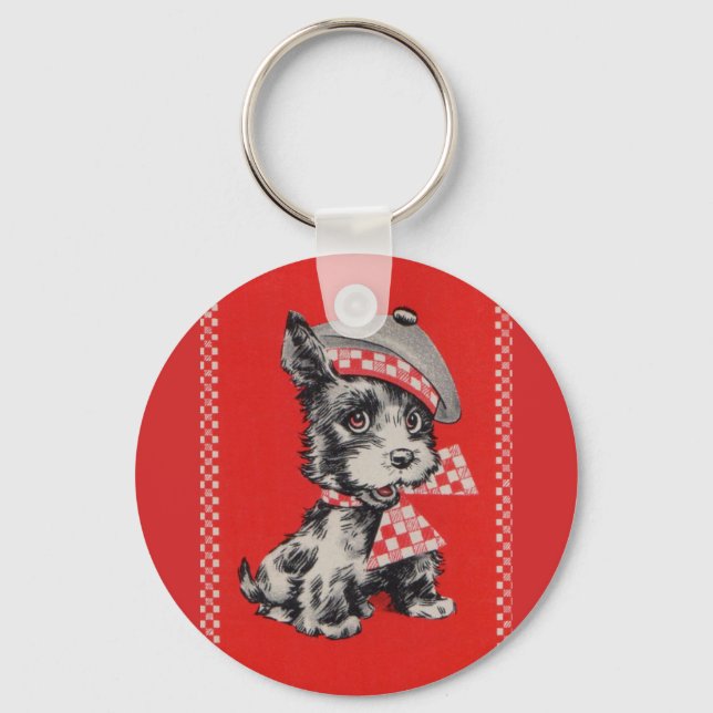 1950s Scottie dog in red Key Ring (Front)