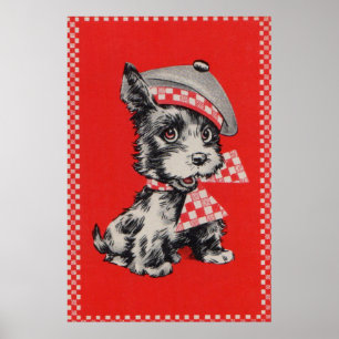 1950s Scottie dog in red Poster