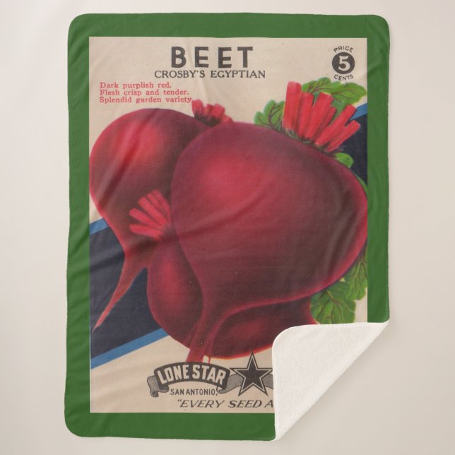 1950s seed packet beets print sherpa blanket (Front)