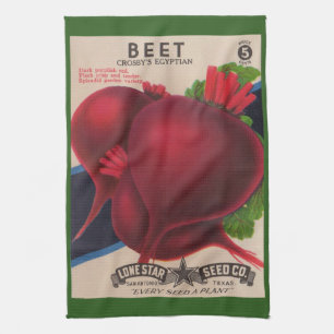 1950s seed packet beets print tea towel