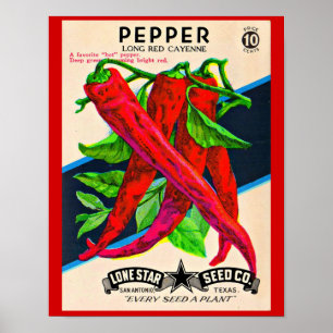 1950s seed packet cayenne pepper print
