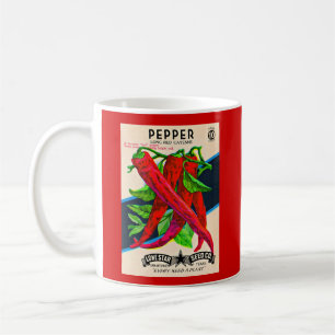 1950s seed packet cayenne pepper print coffee mug