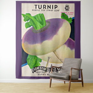 1950s seed packet turnips print tapestry
