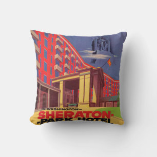 1950s Sheraton Park Hotel - Washington, DC ad Cushion