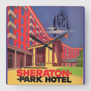 1950s Sheraton Park Hotel - Washington, DC ad Square Wall Clock