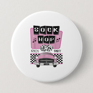 1950s Sock Hop Dance Costume Retro 50s Pink Rocka 7.5 Cm Round Badge