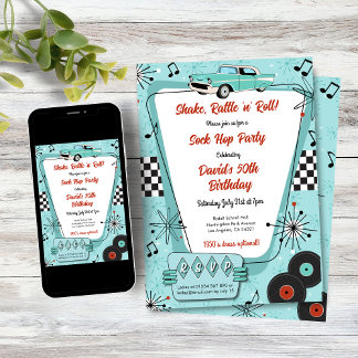 1950's Sock Hop Party Invitation