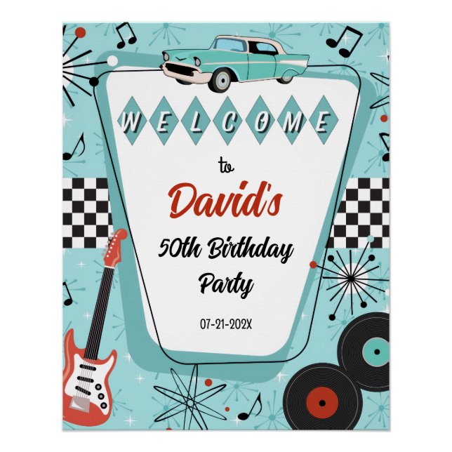 1950's Sock Hop Party Welcome Sign (Front)