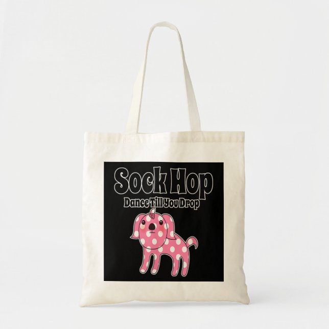 1950's Sock Hop  Pink Polka Dot Dog Tote Bag (Front)