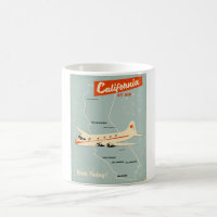 1950s style California "by air" travel poster