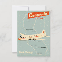 1950s style California "by air" travel poster