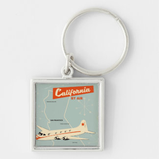 1950s style California "by air" travel poster Key Ring