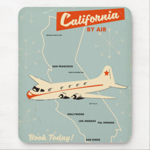 1950s style California "by air" travel poster Mouse Pad