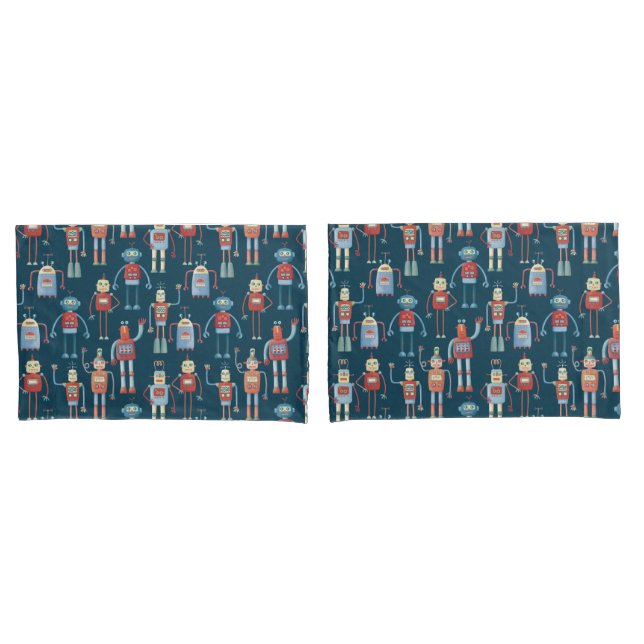 1950s style Retro Robot Pattern Pillowcase (Front-Set)