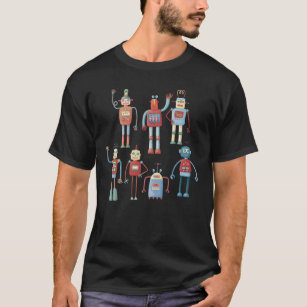 1950s Style Retro Robots Fun Whimsical T-Shirt