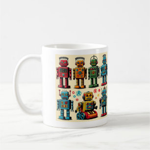 1950's style toy robots coffee mug