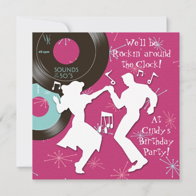 1950's Theme Birthday Party Invitation (Front)