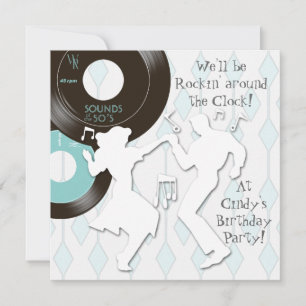 1950's Theme Birthday Party Invitations