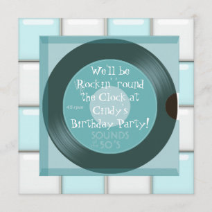 1950's Theme Birthday Party Invitations