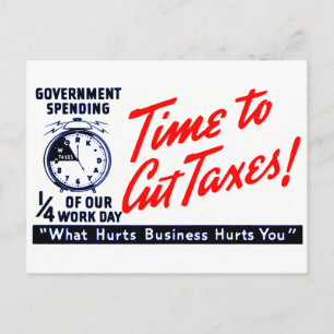 1950s Time to Cut Taxes Postcard