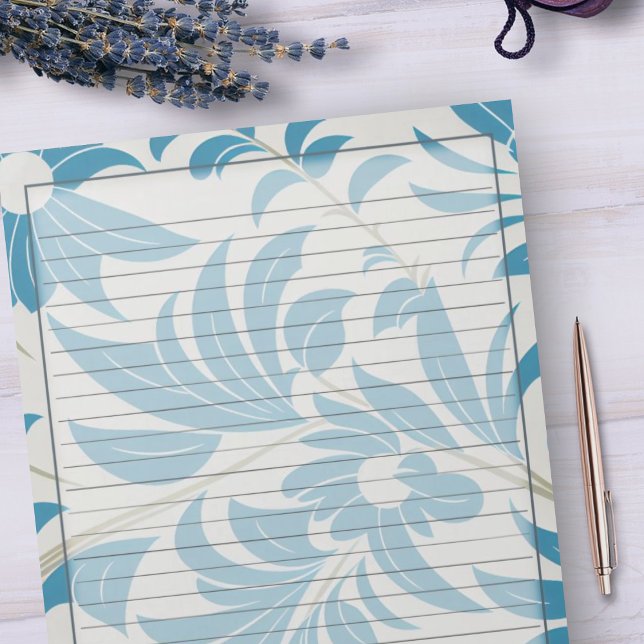 1950s Turquoise Retro Mid Century Floral Design Notepad (Creator Uploaded)