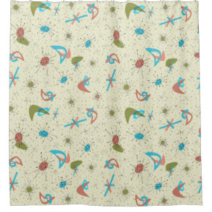 1950s Vintage Atomic Design Shower Curtain