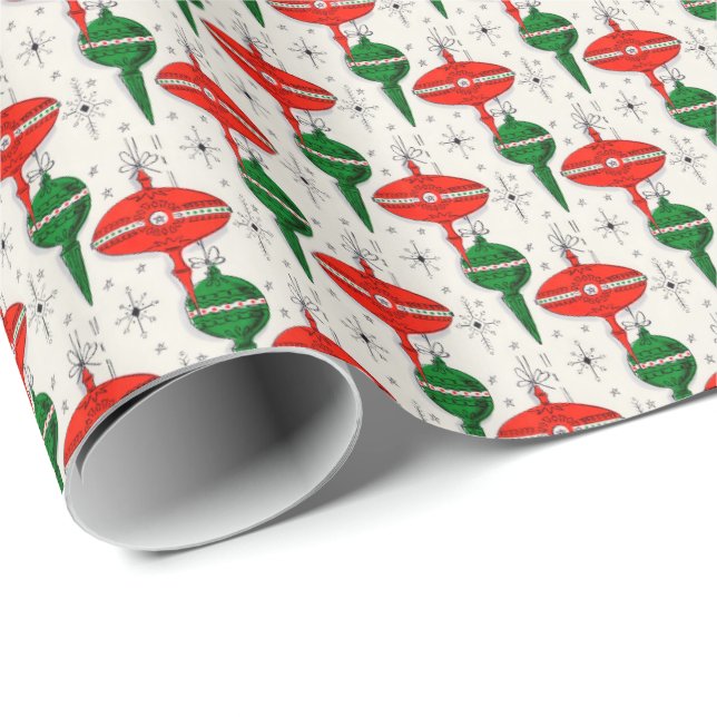 1950s Vintage Christmas Ornament Wrapping Paper (Roll Corner)