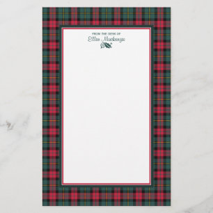 1950s Vintage Christmas Plaid Personalised Stationery