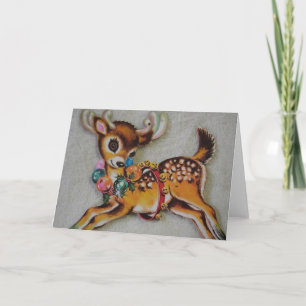 1950s Vintage Christmas Reindeer Holiday Card