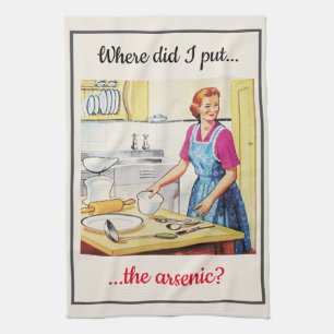 1950's Vintage Funny Murderous Housewife Cooking Tea Towel