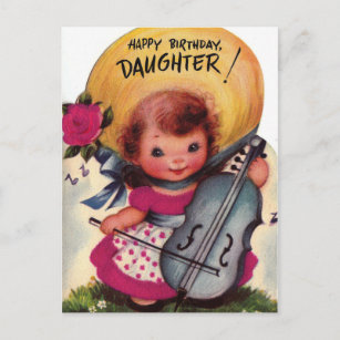 1950s Vintage Happy Birthday Daughter Postcard