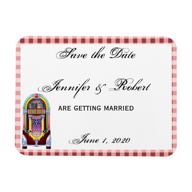 1950s Vintage Jukebox Save the Date Magnet (Horizontal)