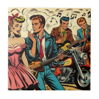 1950s Vintage Rock and Roll Comics Ceramic Tile