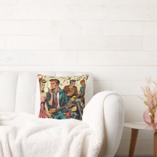 1950s Vintage Rock and Roll Comics Cushion