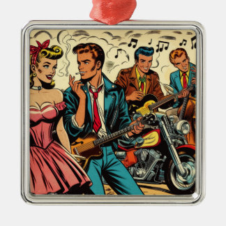 1950s Vintage Rock and Roll Comics Metal Ornament