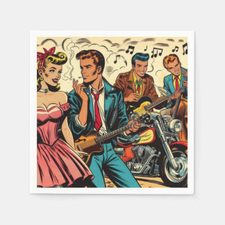 1950s Vintage Rock and Roll Comics Napkin
