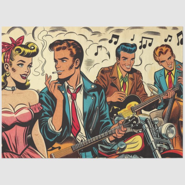 1950s Vintage Rock and Roll Comics Tissue Paper (Front)