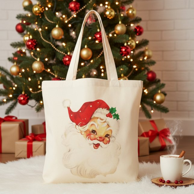 1950s Vintage Santa Claus Christmas Holiday Tote Bag (1950s Vintage Santa Claus Christmas Holiday Tote Bag)