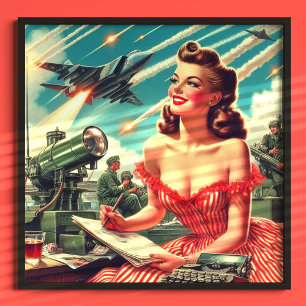 1950s Vintage Woman Illustration Poster