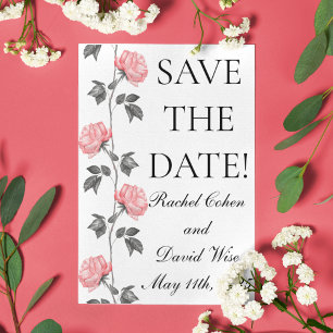 1950's Wallpaper Roses Wedding Save-the-Date Postcard