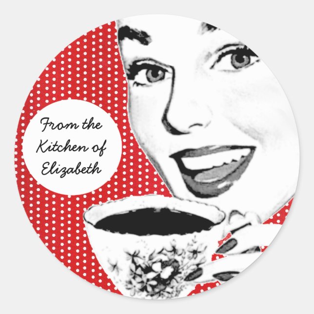 1950s Woman with a Teacup Kitchen Label (Front)