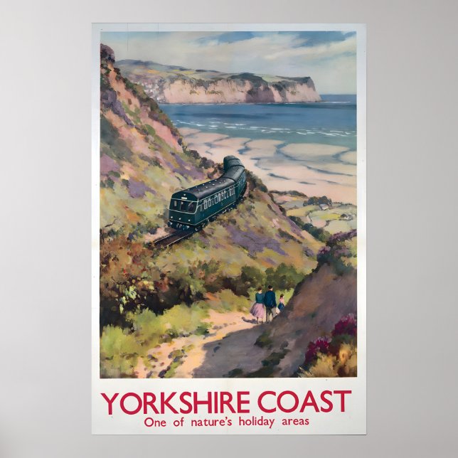 1950s Yorkshire Coast Travel Poster Vintage (Front)